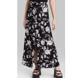Wild Fable Black Floral Skirt