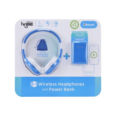 iVibe 2 in 1 Wireless Headphones and 5000 mAH Powerbank Kit